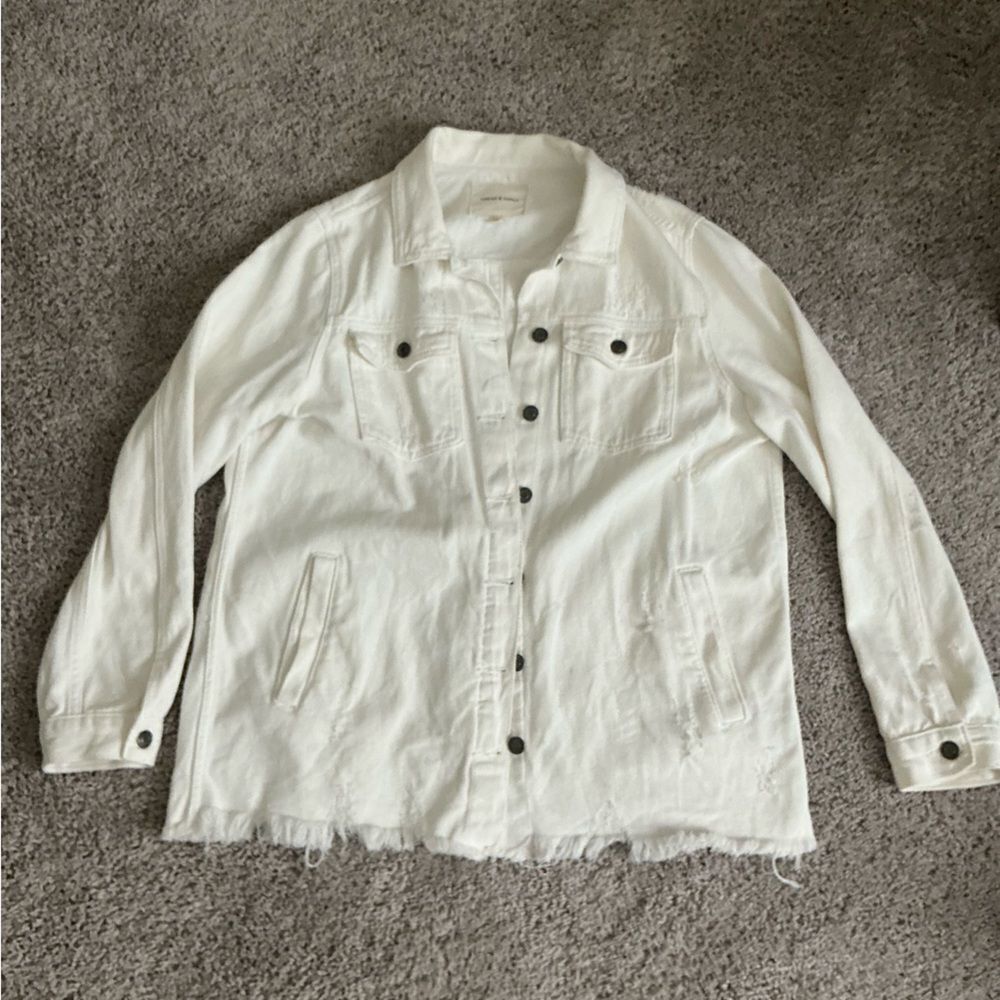 Thread & Supply White Distressed Denim Jacket